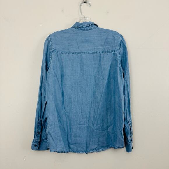 Express Blue Denim Long Sleeve Button Up Shirt Women’s Size M - Picture 6 of 7